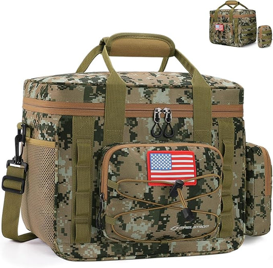 Maelstrom Large Tactical Lunch Box for Men,Insulated Lunch Bag, Leakproof Soft Cooler Bags with Detachable MOLLE Bag,Durable Lunch Tote for Adult Women Work,Picnic,30 Cans/20 L, Camouflage