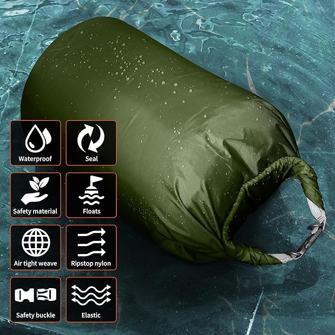 Desoto Waterproof Dry Bag 2 packs, 2L/5L/10L/20L/40L/70L Dry Sack Lightweight Portable, Dry Storage Bag to Keep Gear Dry Clean for Kayaking, Gym, Hiking, Swimming, Camping