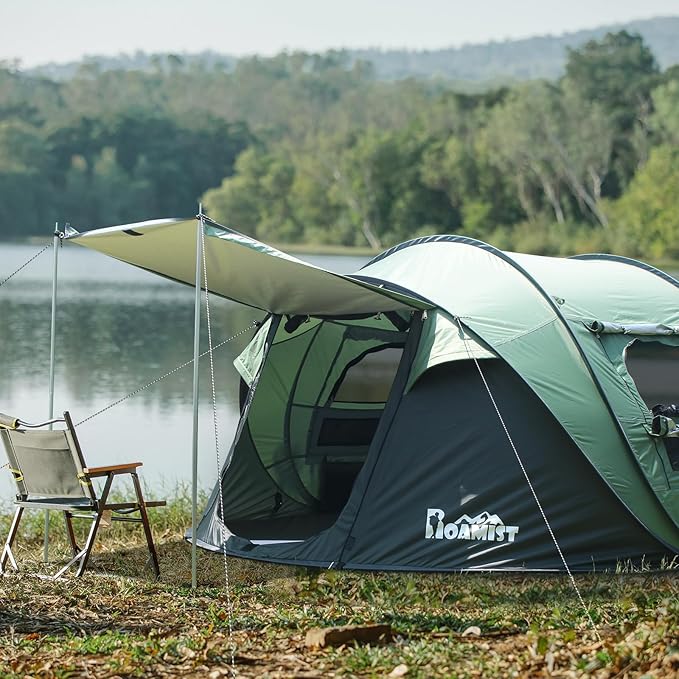 Tents for Camping, 2/3/4 Person Easy Pop Up Tents for Camping, Waterproof Windproof Automatic Setup Camping Tent with Extra Storage, 2 Doors Instant Family Tents for Hiking & Traveling