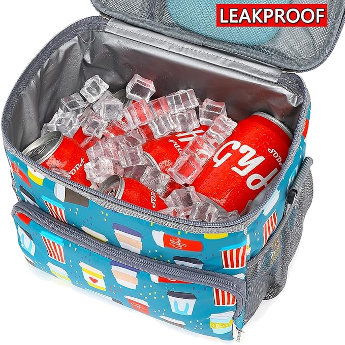 Insulated Lunch Bag for Adult/Women/Men, Reusable Large Lunch Box Cooler Soft Leakproof Tote, Thermal Meal Prep Lunch Pail with Adjustable Shoulder Strap for School/Travel/Office, Cup