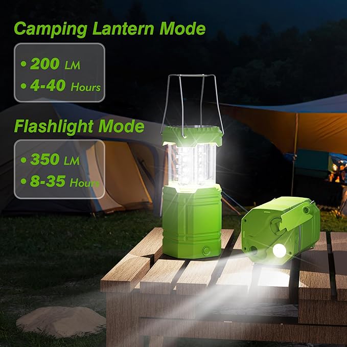 3000 Large Capacity Hand Crank Solar Camping Lantern, Portable Ultra Bright LED Torch, 23-26 Hours Running Time, USB Charger, Electronic Lantern for Outdoor