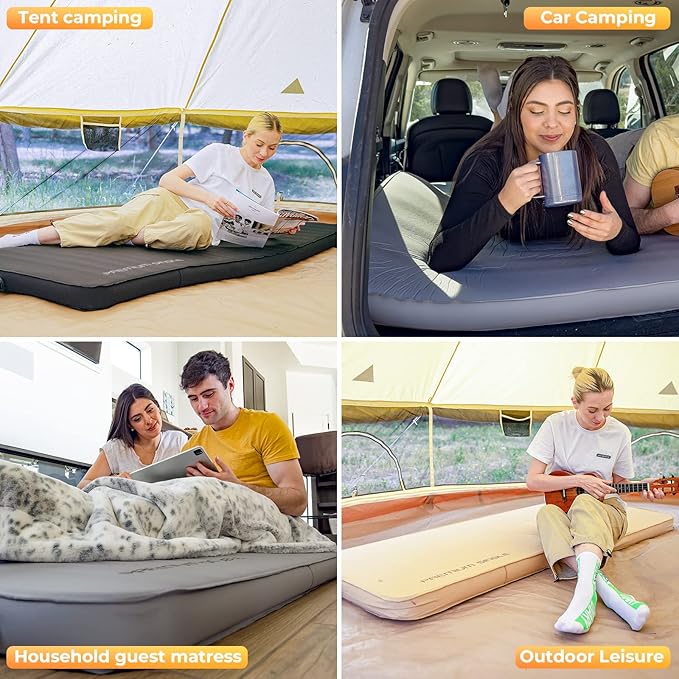 KingCamp Self Inflating Sleeping Pad for Camping Ultra Thick Double Single Foam Mattress High R Value Camping Air Pad Mat, Multi Colors & Sizes