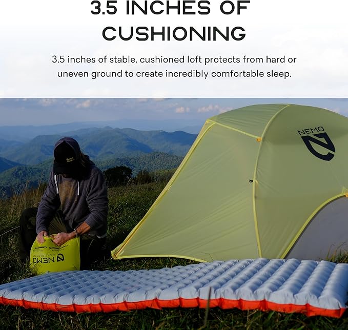 NEMO Equipment Tensor All-Season Ultralight Insulated Sleeping Pad - Regular Wide (72"x25") - Blade / Spicy Orange