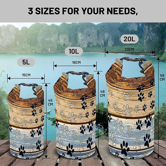 Waterproof Dry Bag,Roll Top Retro Rustic Barn Wood Waterproof Backpack 5L/10L/20L Floating and Lightweight Bags for Kayaking, Boating, Fishing, Swimming and Camping