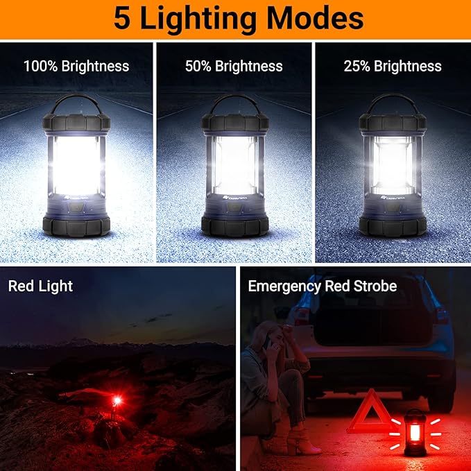 Camping Lantern, 3200LM LED Lanterns for Power Outages, 4600mAh Phone Charger & Rechargeable Lantern, 5 Light Modes Camping Lights & Lanterns for Hurricane/Emergency, CT CAPETRONIX Camping Accessories