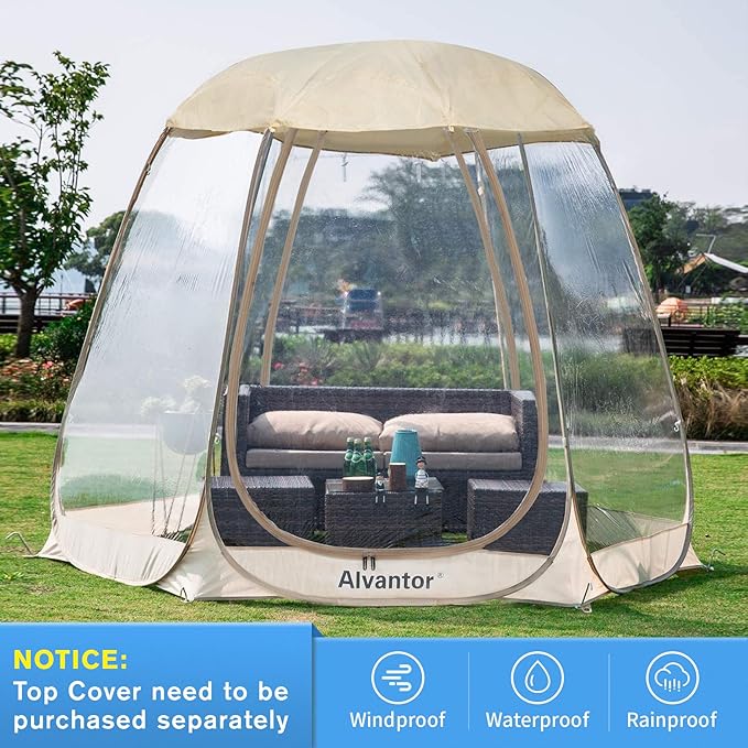 Alvantor Pop Up Bubble Tent - Large Oversize Weather Proof Pod - Cold Protection Camping Tent - Winter Tent Beige