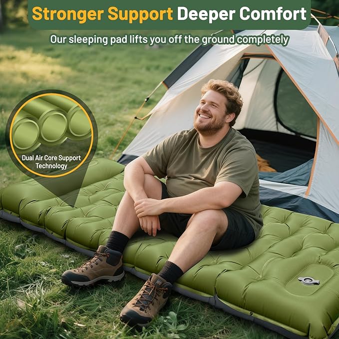 Sleeping Pad for Camping, 6" Extra Thick Camping Sleeping Pad with Pillows & Built-in Foot Pump, Ultralight Inflatable Sleeping Pads Compact for Travel Tent Hiking Camping Backpacking Car Camp Gear