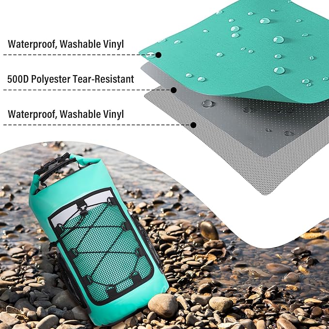 Pimoys Dry Bag, 25L Waterproof Backpack, Dry Bags Kayak for Women Men, Roll Top Outdoor Travel Bag for Boating, Kayaking, Fishing, Hiking, Rafting