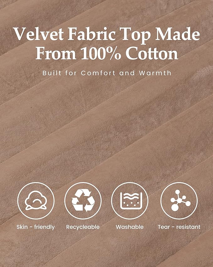 Inflatable Sleeping Pad for Camping, Extra-Thick 4.75 Inch Air Mattress with Soft Cotton Top, Machine Washable, Family Lightweight 4-Season Pad for Camping, Traveling & Hiking, Brown