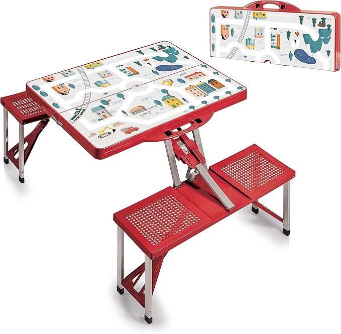 PICNIC TIME Folding Picnic Table, Camping Table, Outdoor Table with Umbrella Hole