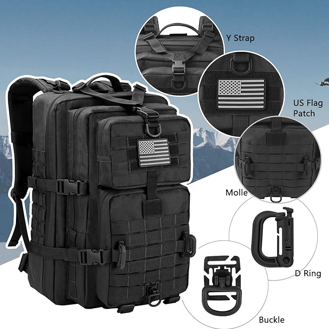 MOLLE Assault Pack, Tactical Backpack Military Army Camping Rucksack, 3-Day Pack
