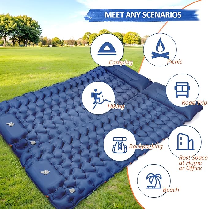 CAMULAND Sleeping Pad for Camping Backpacking Hiking 77.1" x 27.9" Self Inflating Mattress Ultralight Sleeping Mat Inflatable Air Bed