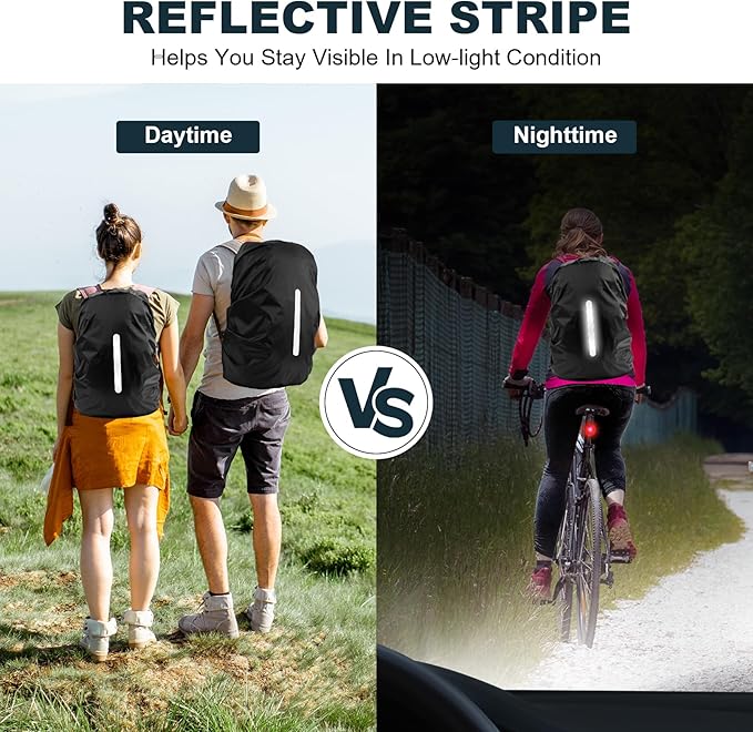 LAMA 2 Pack Waterproof Rain Cover for Backpack, Reflective Rucksack Rain Cover for Anti-dust/Anti-Theft/Bicycling/Hiking/Camping/Traveling/Outdoor Activities (Black, XL)