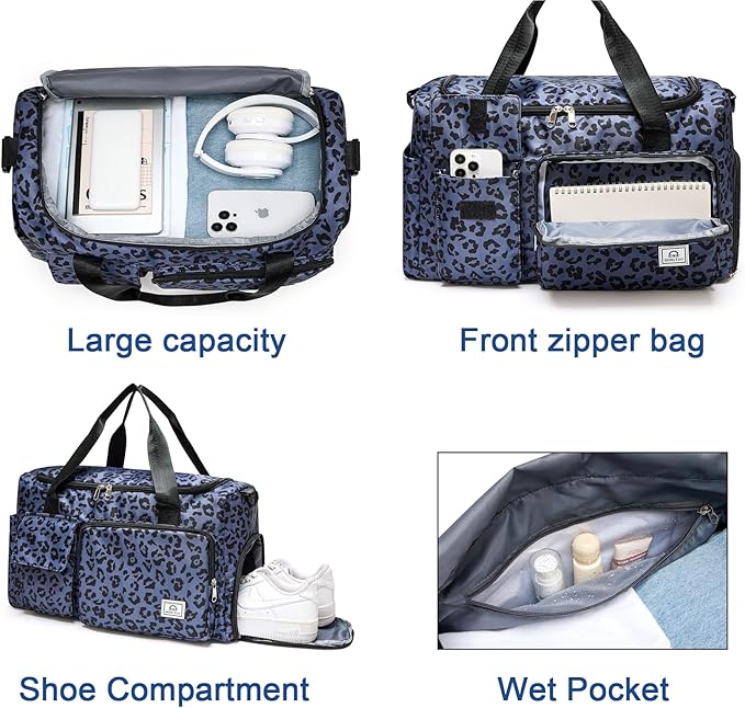 Small Gym Bag for Women, Travel Duffle Bag Carry On Weekender Bag with Shoe Compartment