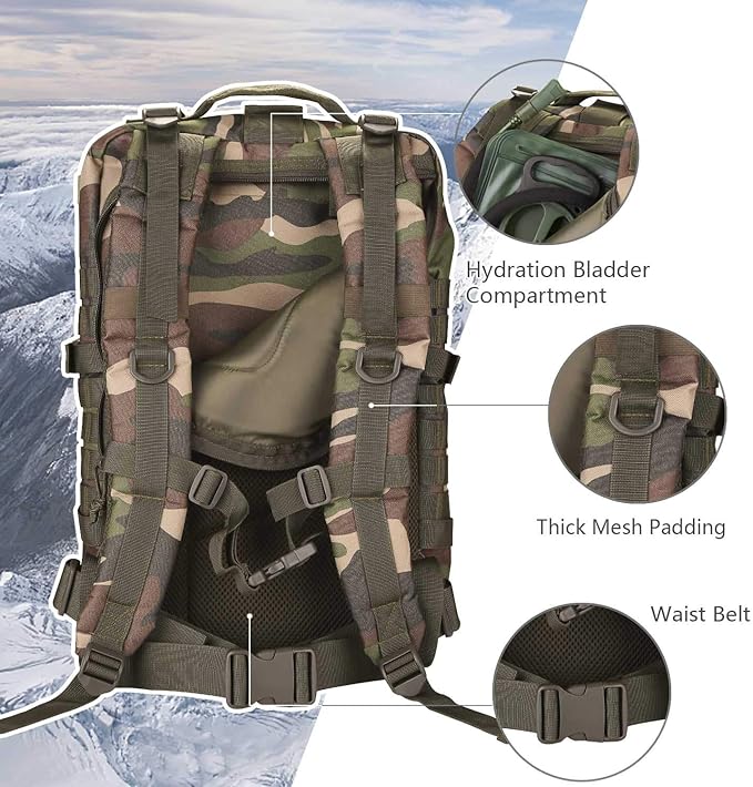 MOLLE Assault Pack, Tactical Backpack Military Army Camping Rucksack, 3-Day Pack