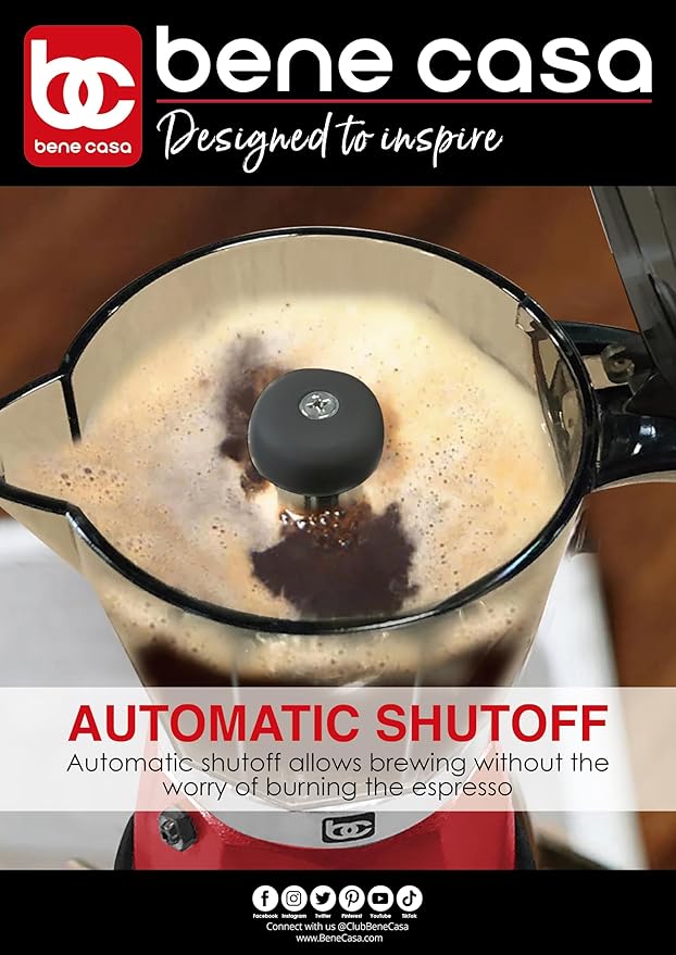 Bene Casa Red Portable Electric Espresso Maker/Cafetera, 1-3 Cups/Shots (1, RED)