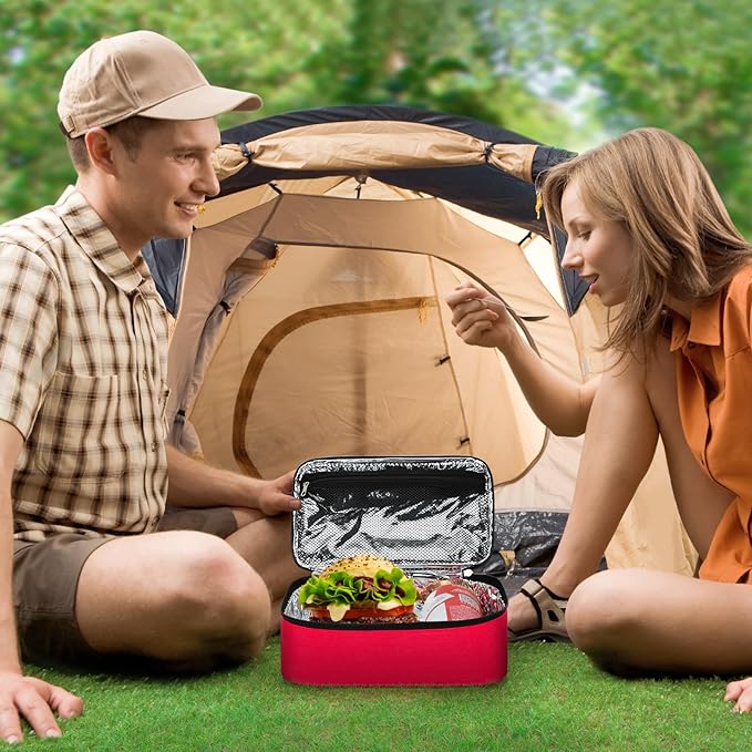 NATURAL STYLE Small Lunch Bag, Mini Portable Thermal Insulated Cooler Bag Lunch Box (Red)