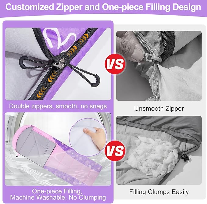 Basumee Sleeping Bags for Adults 3 Season Warm Cool Weather Wearable Camping Sleeping Bag with Compression Bag Portable Backpacking Hiking Camping Essential for Women Men Kids Teens