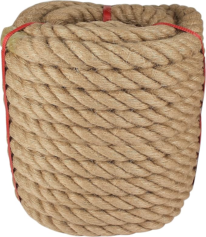 Twisted Manila Rope 1.5 in x 100 feet Natural Hemp Rope for Docks Railing Nautical Landscaping Crafts Tug of War Marine Tie-Downs Hammock Home Decorating