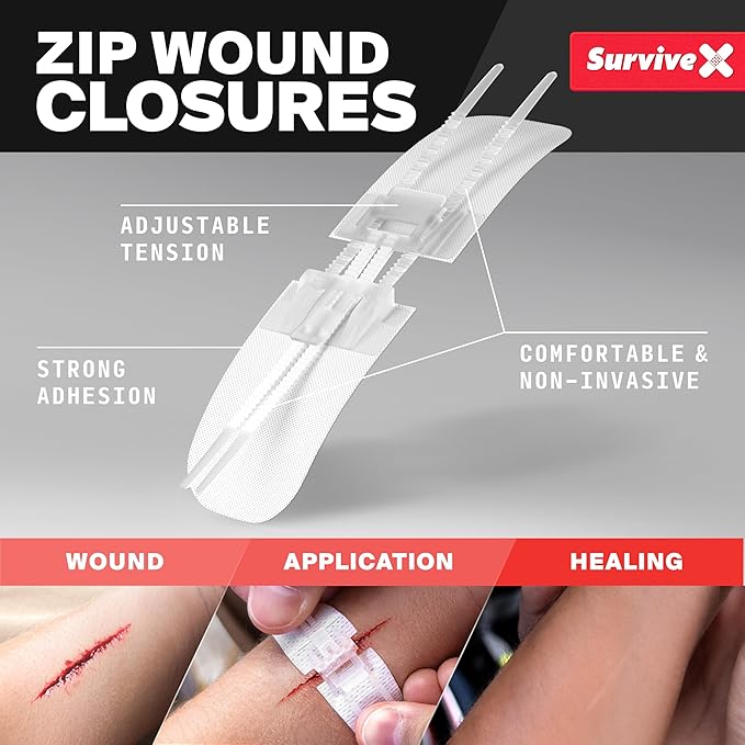 Large First Aid Kit for Car, Travel & Home - Emergency Kit for Hiking, Camping, Backpacking and Outdoors - Includes Zip Stitch Wound Closure Strips - FSA HSA Approved