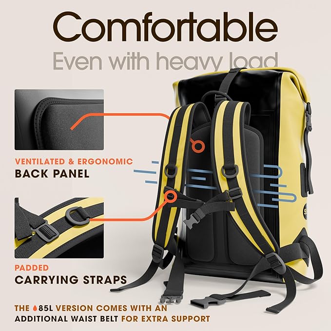 Earth Pak Waterproof Backpack - Heavy Duty Hiking Backpack - Roll-Top Closure - Waterproof Bag - Cushioned Dry Bags Waterproof w/ IPX8 Waterproof Phone Case - Wet Bag for Hiking, Kayak