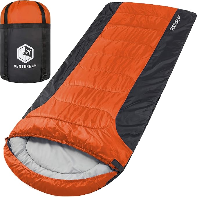 VENTURE 4TH Backpacking Sleeping Bag – XXL, Double and Single Sizes - Lightweight Warm & Cold Weather Sleeping Bags for Adults, Kids & Couples – Ideal for Hiking, Camping & Outdoor Adventures