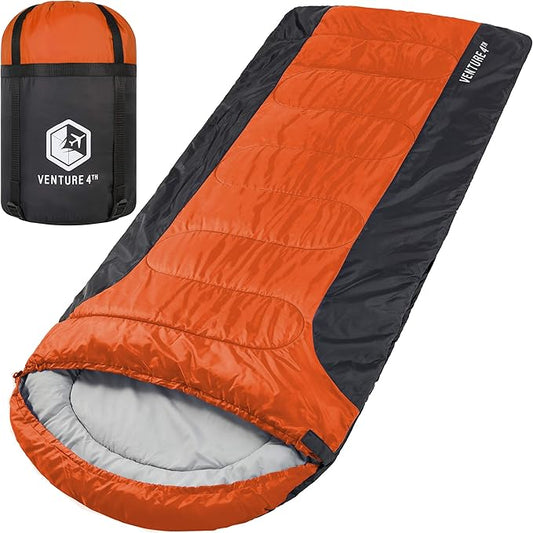 VENTURE 4TH Backpacking Sleeping Bag – XXL, Double and Single Sizes - Lightweight Warm & Cold Weather Sleeping Bags for Adults, Kids & Couples – Ideal for Hiking, Camping & Outdoor Adventures