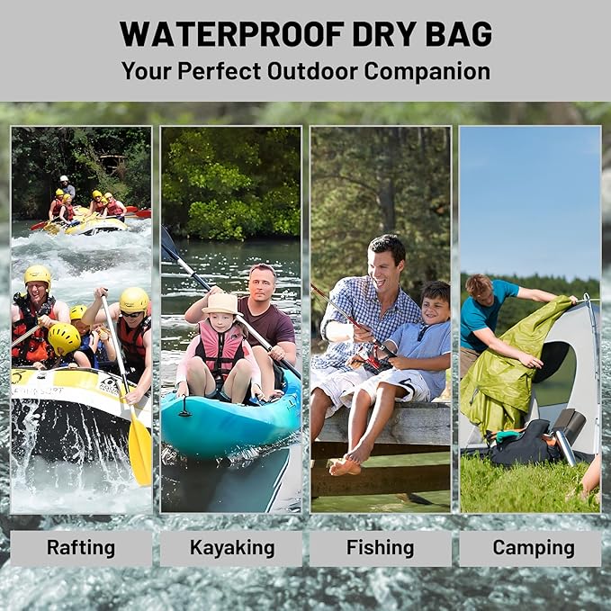 Waterproof Dry Bag,Roll Top Black and White Stripes Small Waterproof Backpack 5L/10L/20L Floating and Lightweight Bags for Kayaking, Boating, Fishing, Swimming and Camping with Waterproof Phone Case