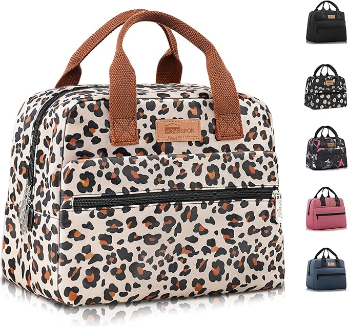 HOMESPON Insulated Lunch Bag for Women Men Lunch Box Cooler Lunch Tote for Work Picnic (Leopard Print)