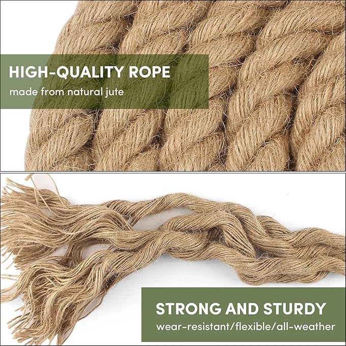 Manila Rope 1.5in x 50ft,Natural Thick Rope,Large Decorative Hemp Ropes Great for Gardening,Railings,Hammock Nautical