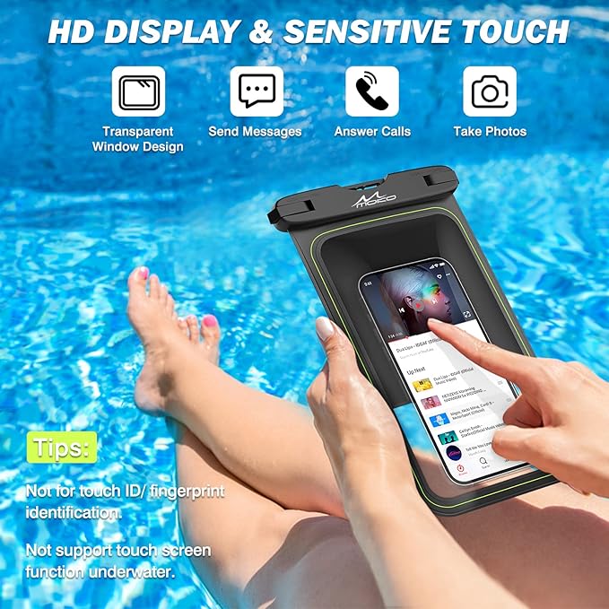 MoKo Floating Waterproof Phone Pouch - 9.5" Large Clear Phone Water Protector Pouch Dry Bag Case with Lanyard, Compatible for iPhone 14 13 12 Pro Max, Galaxy S23 S22 Ultra, 2 Pack Black+Mint Green