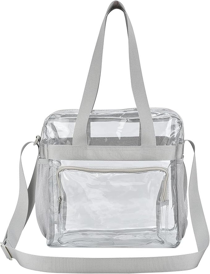 USPECLARE Clear Tote Stadium Approved, Security Travel & Gym Clear Bag for Work Sports Games Concerts