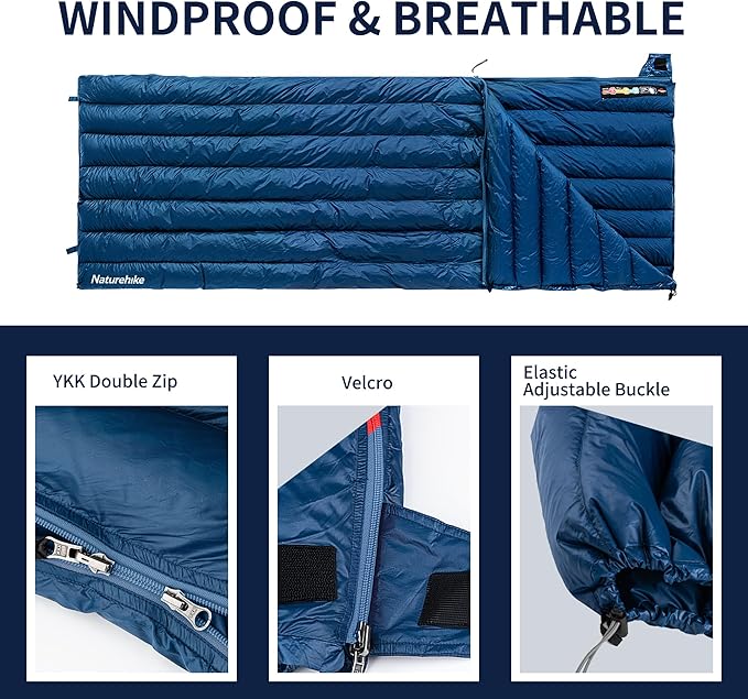 Naturehike Ultralight Backpacking Down Sleeping Bag for Adults, 650 Fill Power Sleeping Bag for 42/52℉, 20oz Compact Lightweight Sleeping Bags for Hiking Camping 3 Seasons