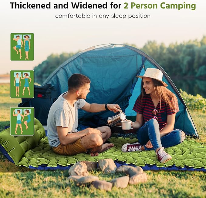 Sleeping Pad for Camping -Ultralight Inflatable Sleeping Mat with Pillow, Built-in Foot Pump, Compact & Lightweight Camping Mattress Pad for Camp, Backpacking, Hiking, Travel Tent