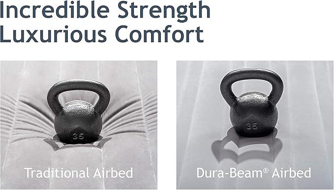 Intex Comfort Dura-Beam Airbed Internal Electric Pump Bed Height Elevated (2020 Model)