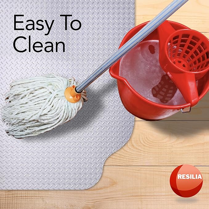 RESILIA Large Under Grill Mat – Heavy Duty, Reusable Outdoor Floor Protector Mats for Deck, Patio, & Garage – 72 Inch x 48 Inch with 12 Inch Splatter Protection Lip, Silver Diamond Plate