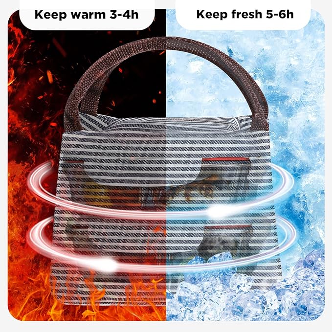 Nuogo 12 Pieces Insulated Lunch Bag Reusable Box Thermal Lunch Leakproof Tote Bag for Women Men Office School Work Picnic Beach Fishing