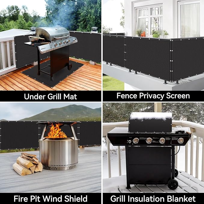 Heat Shield Mat for Behind Grill, Waterproof and Oil Proof Fireproof Deck Fence and Railing Protective Mat, Fire Pit Mat Under Grill Mat for Blackstone Griddle Accessories