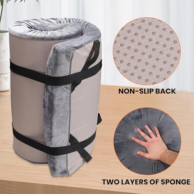 Memory Foam Camping Mattress,3 Inch Thick Portable Floor Mat for Adult Waterproof Sleeping Mat Roll Up Floor Mattress Foldable Backpacking Travel Bed for Hiking,Guest Bed