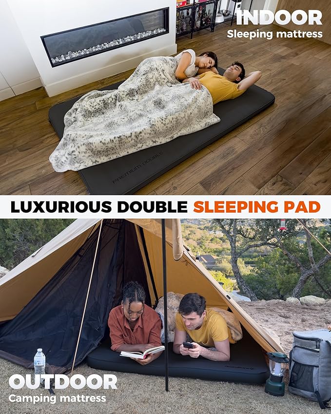 KingCamp Self Inflating Sleeping Pad for Camping Ultra Thick Double Single Foam Mattress High R Value Camping Air Pad Mat, Multi Colors & Sizes