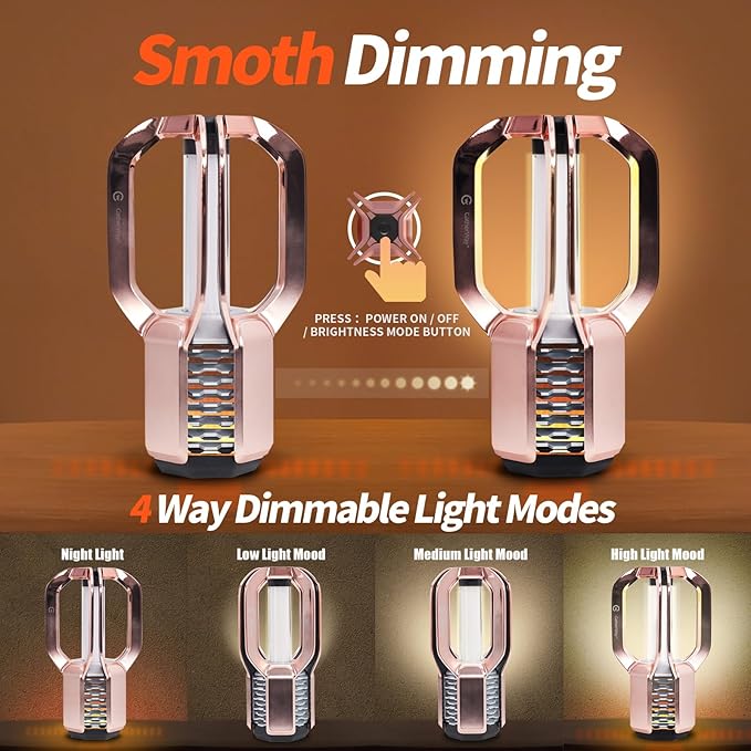 Rechargeable LED Camping Lantern - Free-Grip Design,4 Modes,IP65 Waterproof,3000K Warm Glow, Lightweight Portable Outdoor Light,Emergency Tent Light for Hiking,Backpacking & Home Use