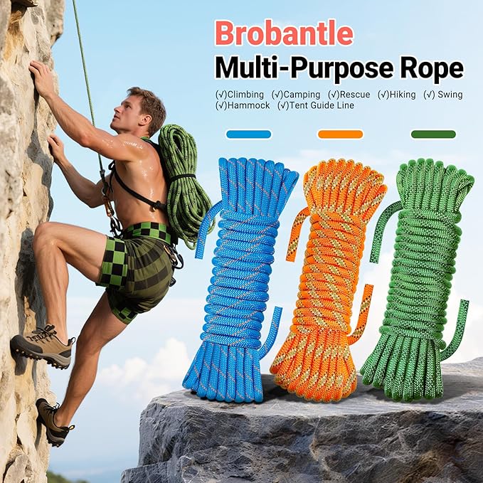 10.5mm Climbing Rope,Static Rock Climbing Rope for Escape Rope Ice Climbing Equipment Fire Rescue Parachute