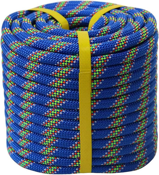 Double Braided Arborist Rope - 1/2 Inch x 100 Feet Polyester High Strength Climbing Rope for Tree Work, Halyard, Sailing (Blue)