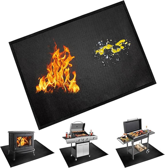 Under Grill Mats for Outdoor Blackstone Griddle - 36 X 48 inch Easy to Clean Reusable Grill Mat for Deck and Patio, Indoor Fireplace Mat Fire Pit Mat, Fireproof, Waterproof and Oil Proof