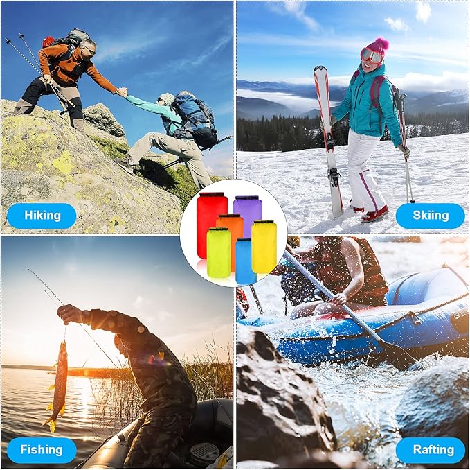 Shappy 6 Pcs Waterproof Dry Bag Set 6 Size Lightweight Sack and Long Adjustable Shoulder Strap 20/15/10/8/5/3l Outdoor Keep Gear Stuff Sack for Backpacking Boating Hiking Camping