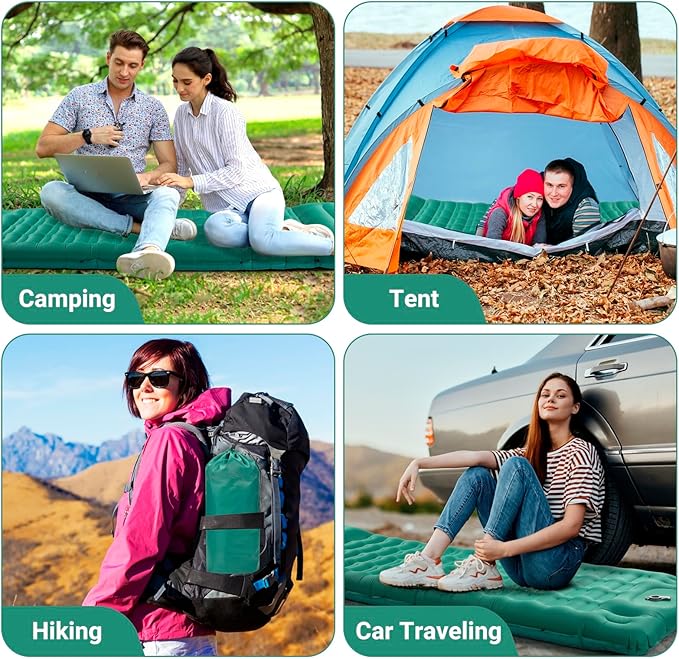 Upgraded 4.7in Thick Inflatable Camping Mattress with Built-in Air Column(Better Support for Weight), 77''X27.5'', Built-in Pump, Inflatable Mattress, Camping Bed, Sleeping Pad for Camping, Hiking