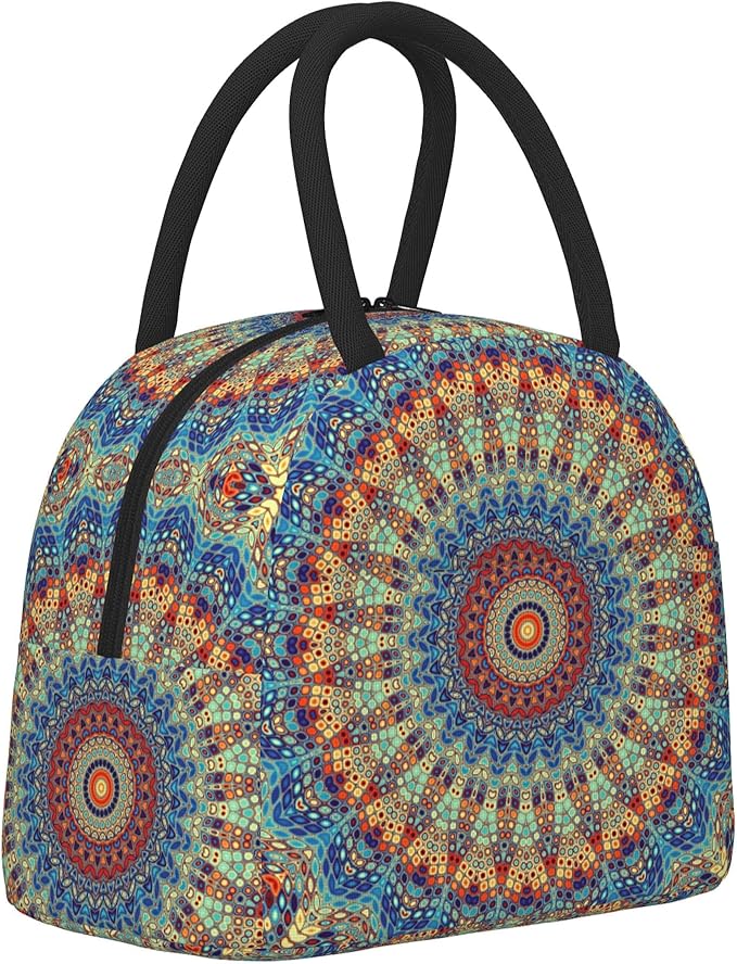 Mandala Lunch Bag Lunch Box for Women Men Boys Girls, Reusable Insulated Lunch Tote Bag, Leakproof Thermal Cooler Sack Food Handbags High Capacity for Work School Picnic Camping Gifts