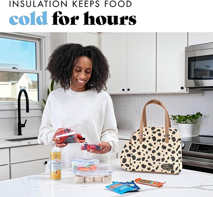 Fit & Fresh Lunch Bag For Women, Insulated Womens Lunch Bag For Work, Leakproof & Stain-Resistant Large Lunch Box For Women With Expandable Bottle Pocket, Zipper Closure Laketown Bag Cheetah Tumbler