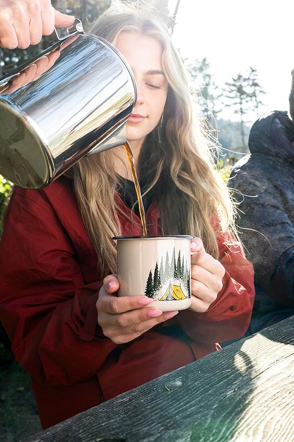 Stansport 24 OZ Camp Scene Enamel Mug Set - 2 Pack