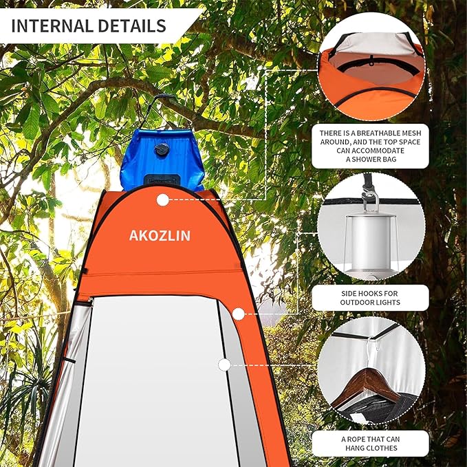 AKOZLIN Portable Pop Up Shower Tent Instant Privacy Dressing Changing Tent Outdoor Shower Room Camp Toilet Tent
